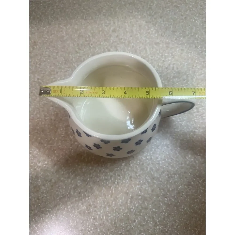 VTG Heise Original Bunzlau Germany Ceramic Pitcher Daisy Dots Milchtopf Milk Jug
